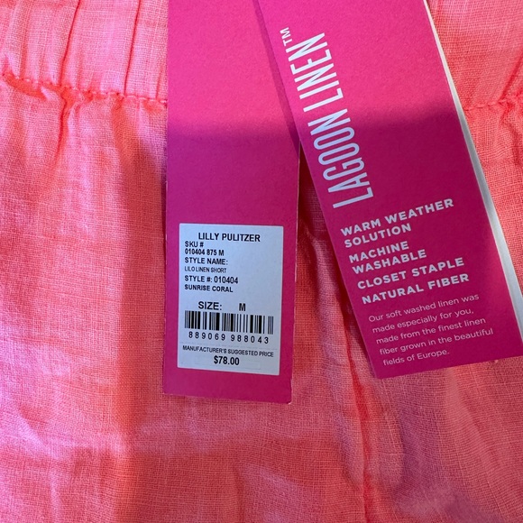 NWT Sunrise coral Lilly Pulitzer Linen shorts - Picture 2 of 2
